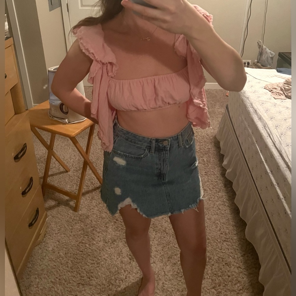 Free People 100% Cotton Make Waves Reversible Crop Top Babydoll Top - Picture 11 of 12